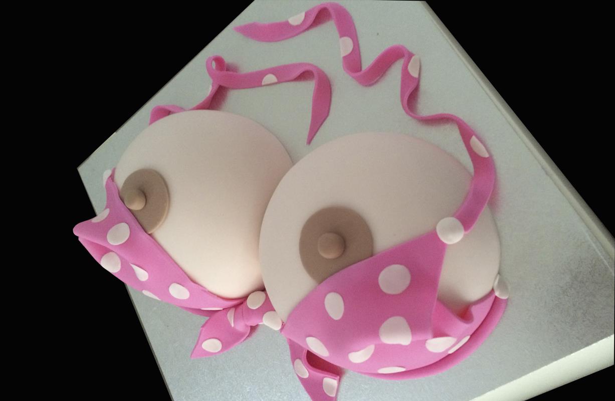 Pink Bra Boob Adult Cake. 